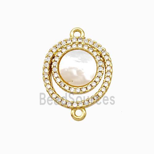 Copper Sun Connector Pave Shell Zirconia 18K Gold Plated