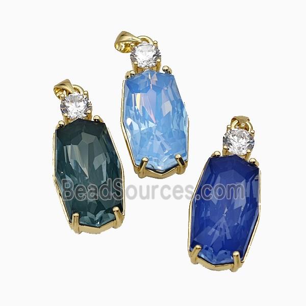 Copper Pendant Pave Zircon, Gold Plated