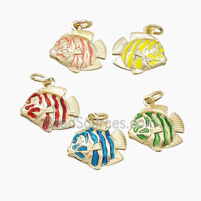 Enamel Copper Pendant, Gold Plated