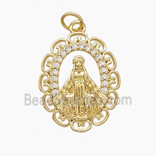 Copper Pendant Pave Zircon, Gold Plated