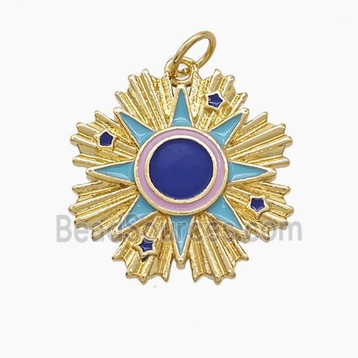 Enamel Copper Pendant, Gold Plated