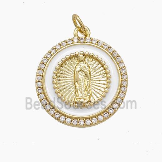 Enamel Copper Pendant Pave Zircon, Gold Plated