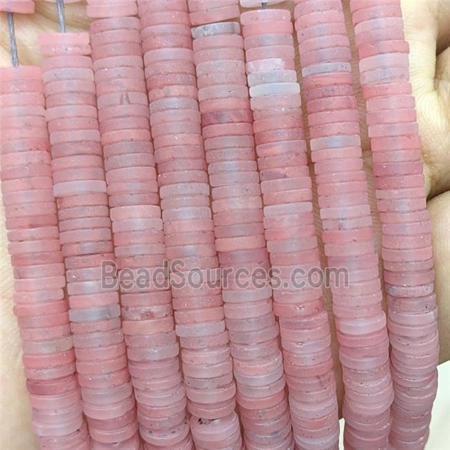 Pink Synthetic Quartz Heishi Beads Matte