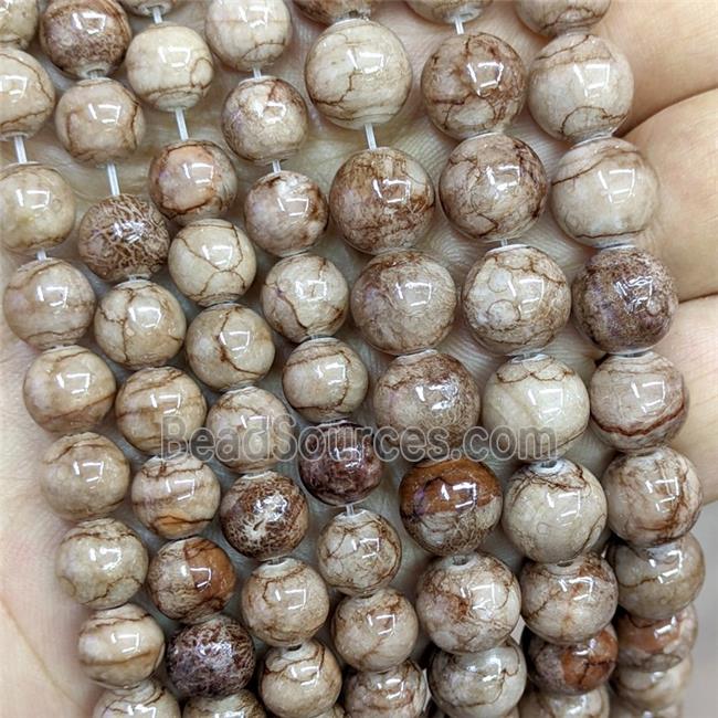 Coffee Botswana Jade Beads Dye Smooth Round