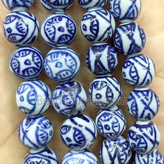 Porcelain Round Beads Blue