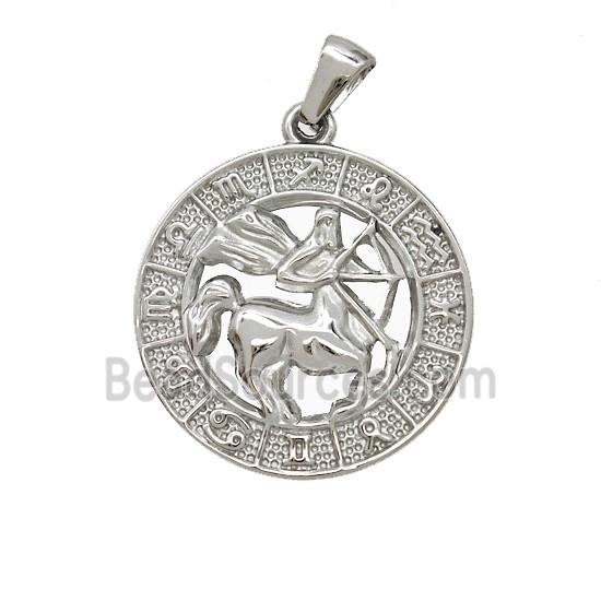 Raw Stainless Steel Symbols Pendant Zodiac Sagittarius Circle