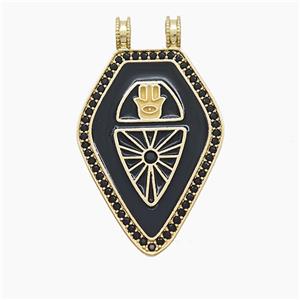 Enamel Copper Pendant Pave Zircon, Gold Plated, approx 21-34mm