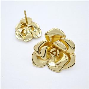 Copper Earring Pave Zircon, Gold Plated, approx 24mm
