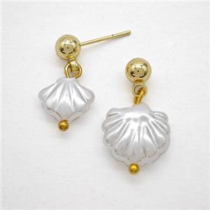 Copper Earring Pave Zircon, Gold Plated, approx 13mm