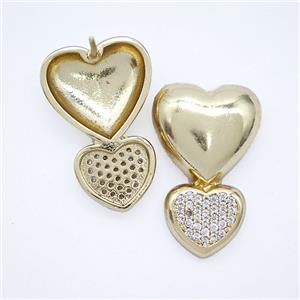Copper Earring Pave Zircon, Gold Plated, approx 12-25mm