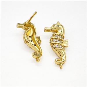 Copper Earring Pave Zircon, Gold Plated, approx 10-20mm
