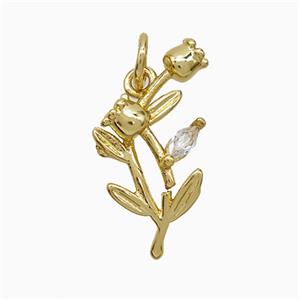 Copper Pendant Pave Zircon, Gold Plated, approx 10-20mm