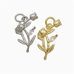 Copper Pendant Pave Zircon, Gold Plated, approx 10-20mm
