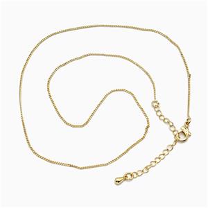 Copper Necklace, Gold Plated, approx 1.2mm, 40-45cm length