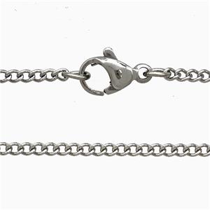 Stainless Steel Necklace, Platinum plated, approx 1.8mm, 48cm length