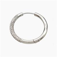 Copper Hoop Earrings Micropave Zirconia Platinum Plated, approx 27mm dia