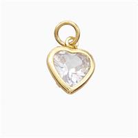 Cubic Zirconia Heart Pendant Copper Gold Plated, approx 9mm