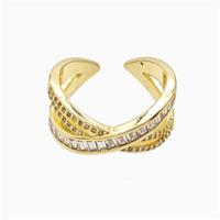 Copper Ring Pave Zircon, Gold Plated, approx 10mm, 18mm dia