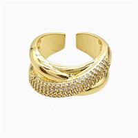 Copper Rings Pave Zirconia 18K Gold Plated, approx 12mm, 18mm dia