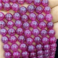 Natural Dragon Veins Agate Beads Red Dye Smooth Round Electroplated, approx 10mm