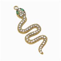 Stainless Steel Snake Pendant Pave Rhinestone Gold Plated, approx 12.5-33mm