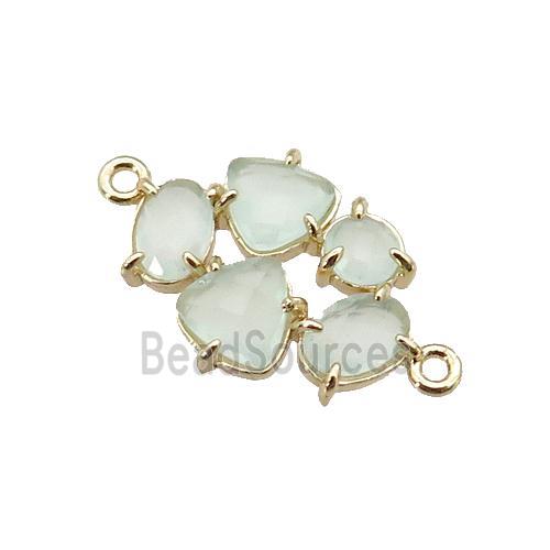 copper oval connector pave lt.green Cat Eye Crystal, gold plated