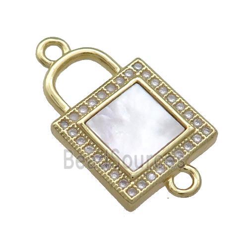 Copper Lock Connector Pave Shell Zircon 18K Gold Plated