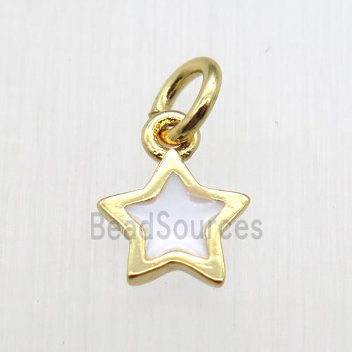 copper star pendant, enameling, gold plated