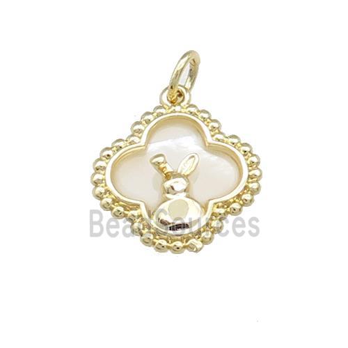 Copper Clover Pendant Pave Shell Gold Plated