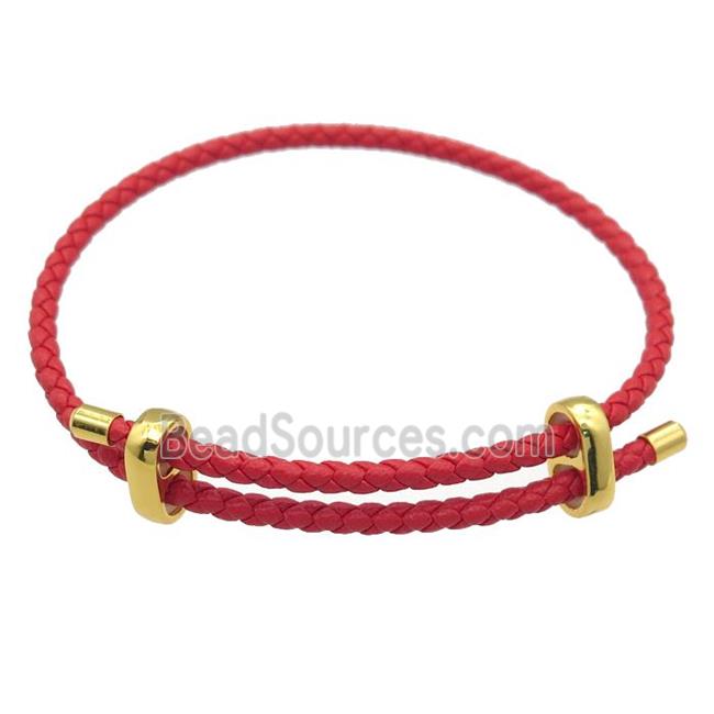 red PU Leather Bracelet, adjustable