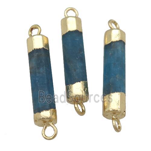 blue Apatite stick connector, gold plated