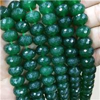 Green Jade Beads Faceted Rondelle Dye, approx 14mm