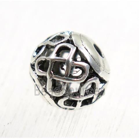 round tibetan silver beads, hollow, lead free and nickel free