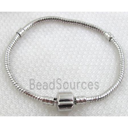 Stopper Bracelet Chain, nickel free, Copper, Platinum Plated