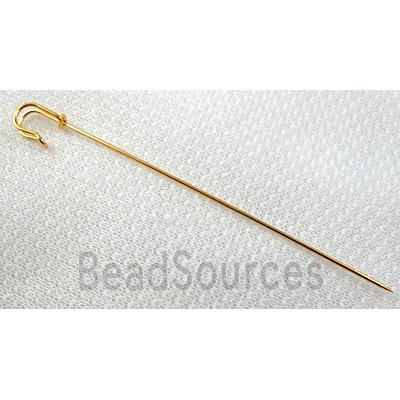 brooch pins, clip, copper, gold plated