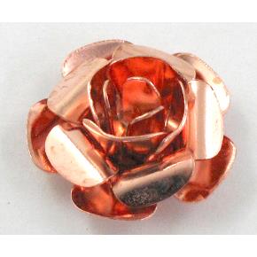 Rose bead, copper, Red copper Plated