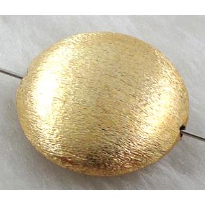 copper brushed beads, coin, gold plated