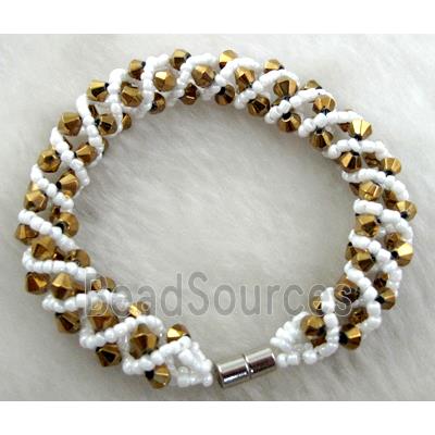 Chinese Crystal Glass Bracelet, gold plated