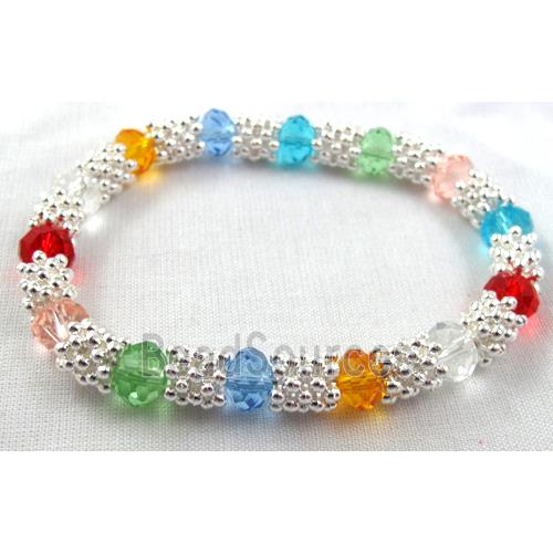 Stretchy Chinese Crystal glass Bracelet, colorful