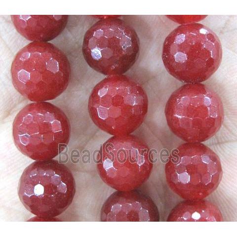 red agate beads, faceted round