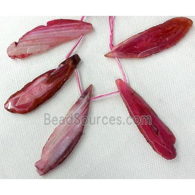 Agate pendant, Slice, freeform, pink