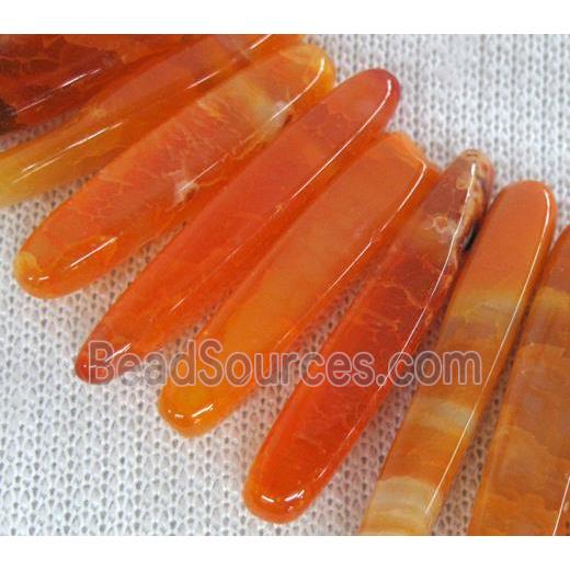 agate stone bead for necklace, stick, orange