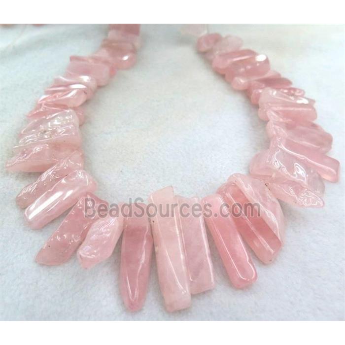 Madagascar Rose Quartz bead for necklace, stick