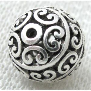 Round Tibetan Silver Beads Non-Nickel, 11x13mm
