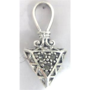Hollow Tibetan Silver pendant, lead free and nickel free, 37x18mm