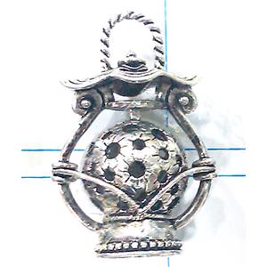 Hollow Tibetan Silver pendant, lead free and nickel free, 29x43mm