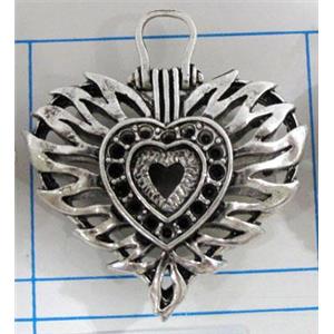 Hollow Tibetan Silver pendant, lead free and nickel free, 34x31mm