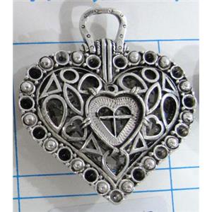 Hollow Tibetan Silver pendant, lead free and nickel free, 41x38mm
