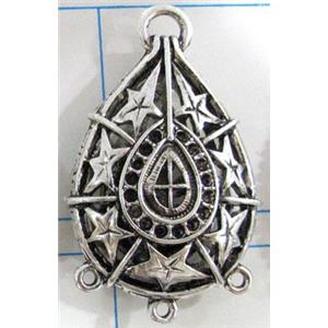 Hollow Tibetan Silver pendant, lead free and nickel free, 26x37mm