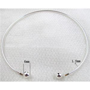 Silver Plated Copper Necklace, Nickel Free, Lead Free, 10 inch(25cm) length,thin:1.5mm, ball:6mm